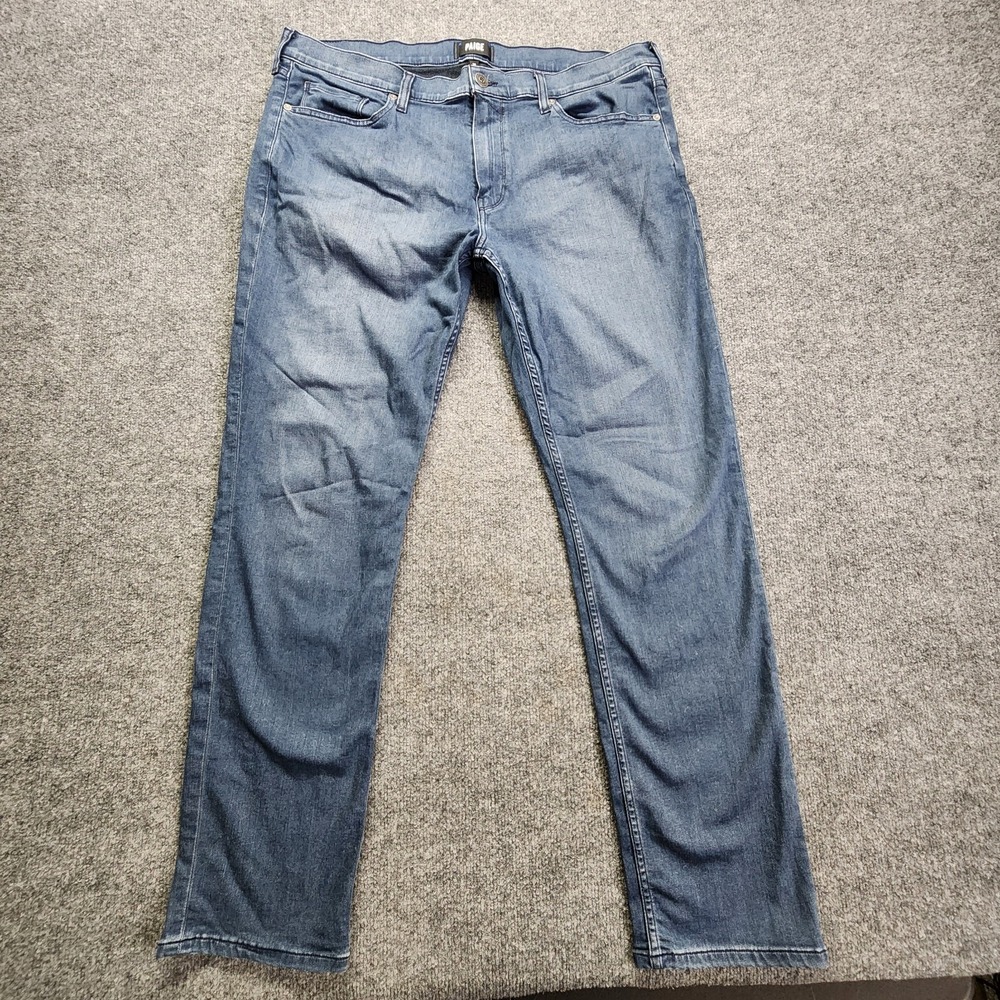 Paige Jeans Mens 38x32 Blue Lennox Stretch Straight Slim‎ Fit Dark Wash